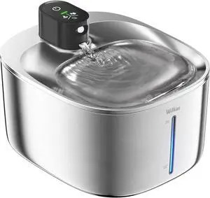 Stainless Steel Cat Water Fountain, 138oz/4.1L Wireless Battery Operated Pet Fountain for Cats & Dogs Indoor  Black fountain + 1 Set Filter 4.1L