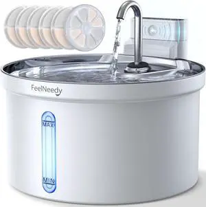Wireless Cat Water Fountain with Sensor [Water & Battery Separation]  Smart Pet Fountain, 3.5L/118oz 4000mAh Operated Fountains for Cats Dogs + 6 Filters White -