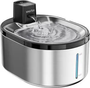 Wireless Cat Water Fountain Stainless Steel, 152oz/4.5L Battery Operated, Cordless Pet for Cats & Dogs with Motion Sensor, Ultra Quiet Pump, Multi-Filtration Silver -