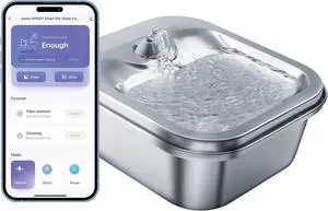 PetConnect Smart Pet Water Fountain: 4L Stainless Steel Bowl for Cats & Dogs, Wi-Fi Controlled, Alexa Google Compatible Silver -