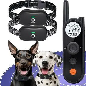 Wireless Dog Fence for 2 Dogs - Covers up to 856-Acre Electric Fence,6000FT Waterproof Collar with Remote,Rechargeable Pet Containment System 3 Training Modes Large Medium Black