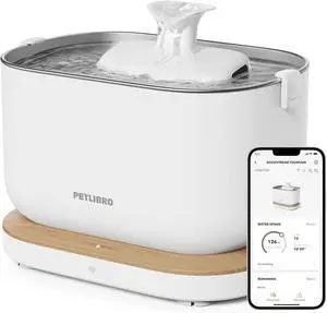 Cat Water Fountain, App Monitoring Pet Fountains for Cats Indoor with Stainless Steel Tray, 2.5L/84oz Dockstream Automatic Dispenser Drinking, 2.4G Wi-Fi Smart Bowl Inside White -