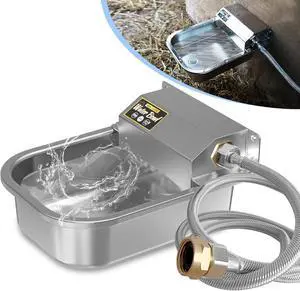 Automatic Water Dispenser for Dogs, 101oz Outdoor Dog Bowl, 304 Stainless Steel Feeder Small to Large Pets, Livestock Waterer, Anti-Tipping, Auto-Fill, Easy Clean Silver -