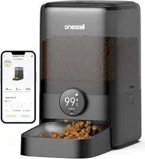 Cordless WiFi Automatic Cat Feeder, Rechargeable 100-Day Battery Operated Pet 20 Cups/5L Timed Food Dispenser for Large Kibble, Smart App Control (Black) Black -