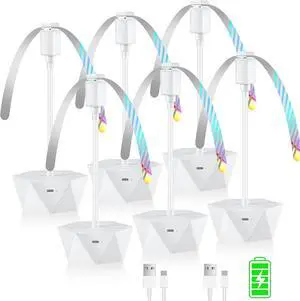 Fly Fans for Tables Rechargeable Keep Flies Away Flexible Repellent Outdoor Table Top Fan with Holographic Blades Outside, Picnic (White, 6Packs)  White 1 Count (Pack of 6)