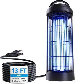 Large Size Bug Zapper Outdoor for 1/2 Acres with 13FT Power Cord, 4000V Instant Killing Grid Removable Hanging High Mosquito Killer, Fly Trap Lamps Camping Patio Home  36W -