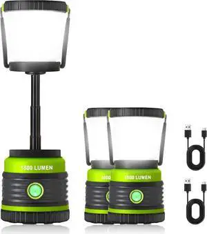 Camping Lantern Rechargeable Telescopic Light,1800LM, 4400mAh IPX5 Waterproof Tent Lights, 4 Light Modes, Portable Flashlight for Power Outages, Emergency, Hurricane, Hiking Green -