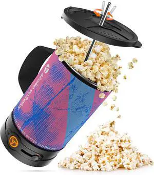 Portable Popcorn Maker, 2-in-1 Design Electric Popper, Easy to Use & Clean, Perfect for Movie Night, Snack Time, Parties, Travel Orange -