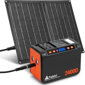 120W Peak Solar Generator Portable Power Station with 21W Panels, 88Wh Solar Charger Power Bank AC DC USB Ports for Camping Tent Laptop Outdoor Emergency