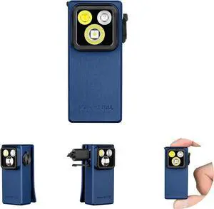 OLIGHT Oclip Ultra EDC Flashlight Clip-on Light, 530 Lumens Rechargeable with Type-C Charging, Combines Floodlight, Spotlight and UV, Triple Magnetic Lights for Inspection and Work (Navy Blue)