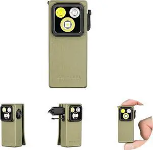 Oclip Ultra EDC Flashlight Clip-on Light, 530 Lumens Rechargeable with Type-C Charging, Combines Floodlight, Spotlight and UV, Triple Magnetic Lights for Inspection Work (Olive Green)  Olive Green -
