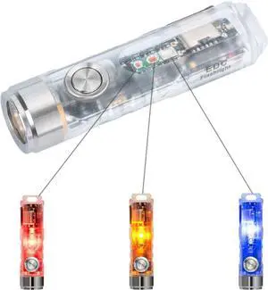 Aurora A8 New 4th Keychain Flashlight, 650 Lumen Super Bright with EDC Pocket-Sized,USB-C Rechargeable,Momentary On, Lock Mode, for Camping Daily Use(Amber/Red/Blue)  Amber 6500K -