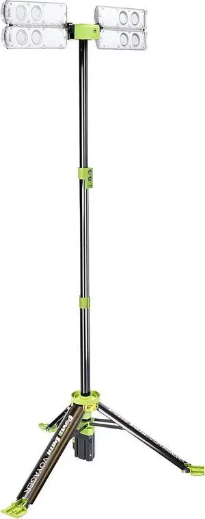 Voyager PVLR8000A 8000 Lumen Collapsible Cordless Tripod LED Work Light with Battery, Charger & Carry Bag Included. Optional 3-Way Power, Remote Control , Black -