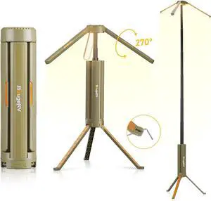 Telescopic Camping Light, 15600mAh Collapsible Outdoor Rotatable Electric Lantern, IP54 Waterproof Flashlight, Cordless Tent Lamp for Emergency, Camping, Hiking, 2025 Version  Green -