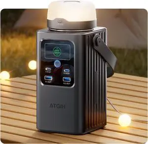 Camping Portable Power Station 198.4Wh, [4-Port Fast Charging] LiFePO4 Battery Bank Small Electric Generator with Detachable Light, 100W USB-C Output for Home Backup Outdoor Emergency Carbon Black -