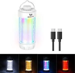 CL01 Camping Lantern Rechargeable, 550LM Waterproof Tent Light with Magnet Base, Up to 300H Runtime,Portable Flashlight RGB light,Emergency Camp for Hurricane,Hiking,Camping White -