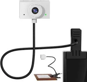 Eye Contact Webcam with Microphone for PC, 1080P Center cam mac, 95°FOV Middle-Screen cam, USB computer camera Plug&Play, desktop Facetime Compatible macOS&Windows (White)  White -