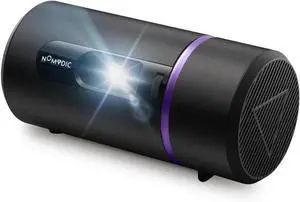 R150 Mini Projector, Portable Battery Operated Projector with 4hrs of Playtime , Ceiling 90 Rotating Lens, 6W Harman Kardon Speaker, Auto Keystone -