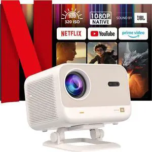 [Netflix-Licensed/Sound by JBL] Yaber L2 Plus Projector with WiFi 6 & Bluetooth, Native 1080P 4K Support, Auto Focus/Keystone Correction, Built-in Apps, Portable Proyector for Home Outdoor -