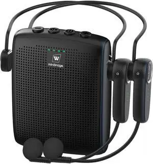 Mini Personal Wireless Voice Amplifier with 2 Bluetooth Microphones- 15W Rechargeable Pa Speaker System for Teachers, Coaches & Public Speaking Black -