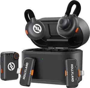 Hollyland Lark M2S Ultimate Combo (Camera RX+USB-C RX+Lightning RX) Wireless Lavalier Microphone for iPhone/Camera/Android/PC, Compact Mic, Titanium Clip, Noise Cancelling, Content Creation