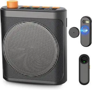 Voice Amplifier Wireless Microphone with Magnetic Lavalier, Bluetooth Voice Amplifier for Teachers with 2 Mic, Rechargeable Portable Microphone Speaker for Classroom, Yoga, Meetings, Speeches