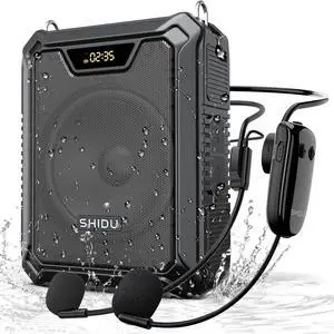 30W Voice Amplifier with Wireless Microphone, IPX6 Waterproof & Wired Microphone Bluetooth Speaker Personal Megaphone for Teachers Meeting Speech Outdoors-M1000 Black M1000-1