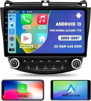 for Honda Accord 7th 2003 2004 2005 2006 2007, Android 13 Car Stereo with Wireless Carplay Android Auto, 10 inch Touchscreen Car Radio Support Bluetooth WiFi GPS Navigation FM/RDS Radio Head Unit