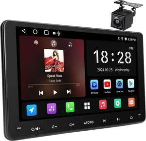 9-Inch Android Double-DIN Car Stereo, Wireless CarPlay&Android Auto, AI-Powered Car Radio with GPS Tracking, WiFi/BT/USB, 24B EQ&DSP, 4 * 45W AMP, Backup Camera, A5LG209T-S01