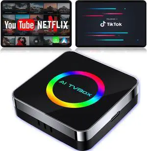 Wireless Carplay Adapter 2025 Netflix Ai Box for iPhone & Android Auto with Netflix YouTube Supports TF Card Dongle Plug and Play Easy Setup Carplay Video Box for iOS 10+ After 2015 Car