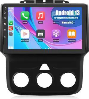 5G WiFi Car Radio for Dodge Ram 1500 2500 3500, Ram 1500 Radio 2013 2014 2015 2016 2017 2018 with 9-inch Touch Screen Bluetooth WiFi SWC GPS Navi (for Manual AC)