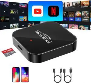 5 in 1 Wireless CarPlay Adapter with Netflix YouTube, 2025 New Apple CarPlay and Android Auto Wireless Adapter Magic CarPlay Ai Box Streaming Video for iPhone/Android and Cars After 2015 Car