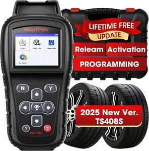 MaxiTPMS TS408S, 2025 TPMS Relearn Tool Work as TS501 PRO TS508WIF MK808S-TS MP900TS, OBD II Programming for  MX-Sensor, OEM Sensor(315 433Mhz) Relearn, Activation, Reset, Read Clear DTCs