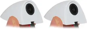2PCs Car Door Blind Spot Side View Camera, Self-Adhesive Screw-Free, Mini Style, Support Upside Down Flip Image, 92° Angle Blindspot Camera for Pickup Trucks SUVs Vans RVs Trailers - White