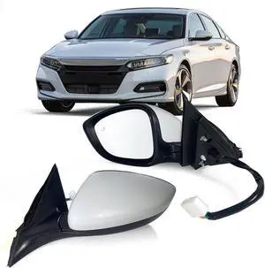 Left Driver side Mirror Fits 2018-2022 Honda Accord LX, Sport With Power Glass Heated, Blind Spot Detection and Manual Folding Match to Platinum White Pearl Replace HO1320329 (7Pins)