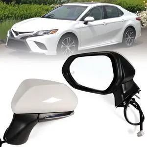 Left Driver side Mirror Fits 2018-2024 Toyota Camry with Power Glass, Heated, Turn Signal, Blind Spot Detection and Manual Folding Match to White Replace 8794006840(7Pins)