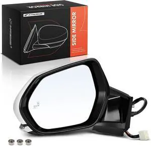 Driver Side Power Door Mirror Compatible with Toyota Prius 2016-2022, Prius Prime 2017-2022, Prius AWD-e 2019-2022 - Heated Manual Folding with Blind Spot Detection White (Paint to Match)