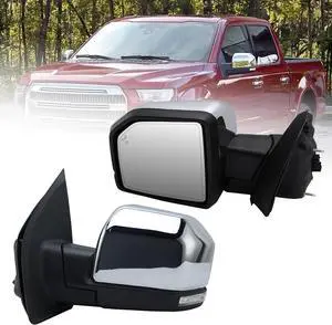 Left Driver Side Mirror Fits 2015-2020 Ford F150 Mirrors with Power,Heated,Puddle Lights,Blind Spot Detection,Turn Signal,Memory,Power Folding,Without Camera Replace FO132052818 Pins) Chrome