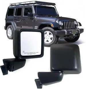 Right Passenger side Mirror with Heated, Power Glass and Manual Folding Compatible with Jeep Wrangler JL 2019-2023 without Turn Singal and Blind Spot Detection Replace 68281890AE (5 Pins)