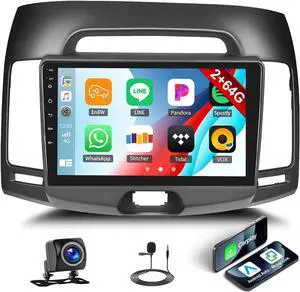 [2+64G]Android 13 Car Stereo for Hyundai Elantra 2007 2008 2009 2010 with Wireless Carplay &Android Auto,9 Inch Touch Screen Car Radio with GPS WiFi Bluetooth FM/RDS Radio SWC AUX-in+AHD Backup Camera