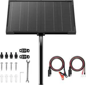 10W 12V Solar Battery Charger & Maintainer with Built-in MPPT Charge Controller, Adjustable Mount Bracket, Solar Trickle Charger 12V Solar Panel for Gate Opener, Electrical Fence, Car, Boat