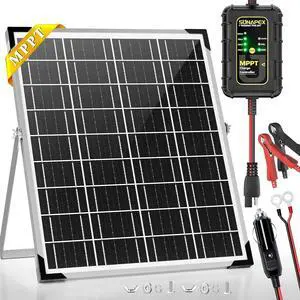 12V Solar Battery Charger: 25W Waterproof Solar Panel Kit- Aluminum Trickle Charger for Car Battery with MPPT Controller - Battery Tender Motorcycle Boat Marine RV Trailer Tractor Truck