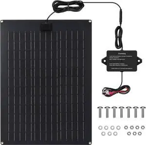 Solar Battery Charger Maintainer,  20W Solar Panel Kit for Dump Trailer Built-in Maintenance Pulse & Intelligent MPPT Charge Controller, Waterproof, Suitable for 12V Lead-Acid Battery