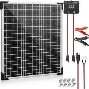 50W 24V Solar Panel Kit, Solar Battery Maintainer with MPPT Charge Controller Adjustable Bracket, Solar Battery Charger for RV Car Boat Tractor and Camping