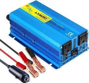 500 watts 1000 (Peak) Pure Sine Wave Car Power Inverter 12V DC to 110V/120V AC Converter with 2 sockets and USB Port for Car Truck Family Solar System,RV, Truck,Road Trip