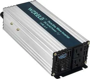 1000W Pure Sine Wave Inverter 48V DC to 110V 120V AC Power Converter with LED Display, Off-Grid Portable Power Inverter with 2 AC Outlets for Home, RV, Truck, Camping