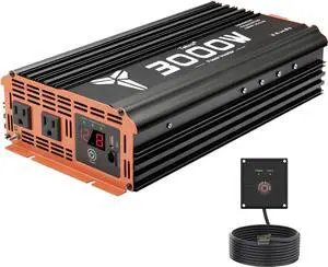 3000W Inverter 12V DC to 110V AC Converter for Home, RV, Truck, Off-Grid Solar Power Inverter with Built-in 5V/2.1A USB, AC Hardwire Port, Remote Controller