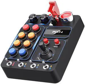 Farm Simulation Controller - CB1 Sim Racing Button Box for Sim Wheel and Racing Wheel, with Adjustable Clamp and Spinner Knob, APP, for American Truck and Farm Simulation Gaming for PC Only
