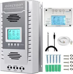 MPPT Charge Controller 100 amp 12V/24V Auto, 100A Solar Panel Charge Regulator with Blacklight LCD Display Max 100V for Lead-Acid Sealed Gel AGM Flooded Lithium Battery+1.5M LCD485