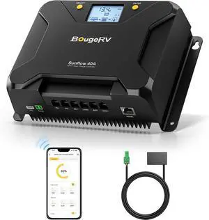 MPPT Solar Charge Controller 40A, w/ Low-Temp Cut-Off, APP Control, Backlit LCD, 40 Amp Solar Panel Regulator 12V/24V for LiFePO4, SLD, Gel, FLD, AGM Battery, RV, Marine, Upgraded